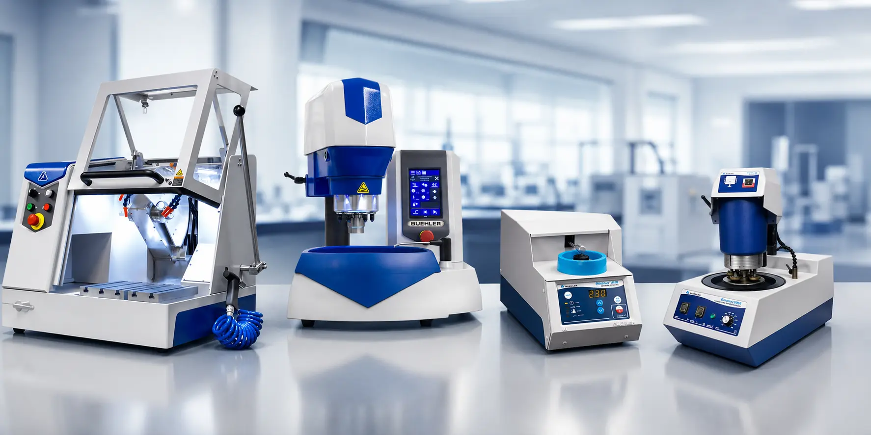 Buehler metallography equipment range — sectioning, mounting, grinding and polishing machines supplied by Censico International