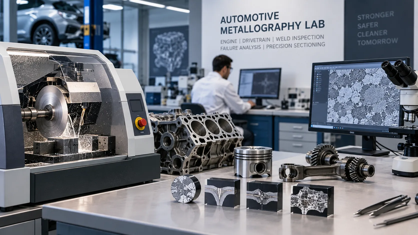 Automotive metallography lab for precision sectioning