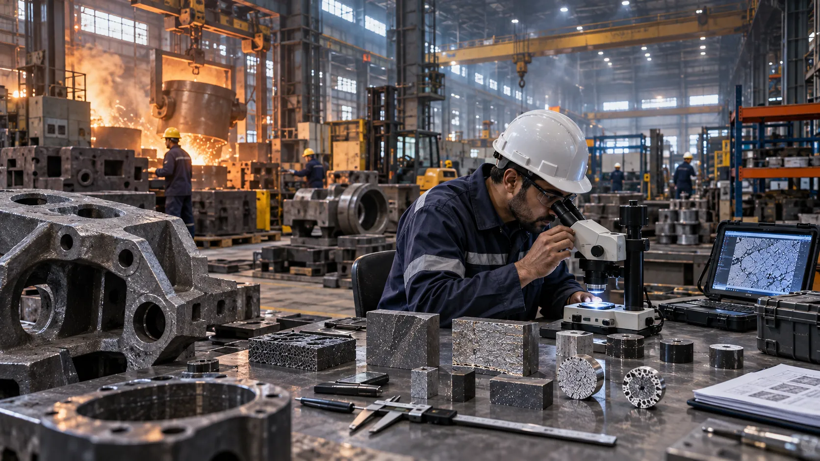 Foundry and metal processing facility for metallographic sample preparation